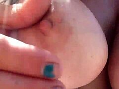 Marilyn Monroe lookalike masturbates outdoors with a dildo
