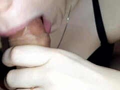 Cum in Mouth Close-Up After Work - Girl Swallows Everything!