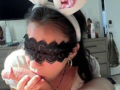 cute bunny girl sucks my cock and begs for a banging