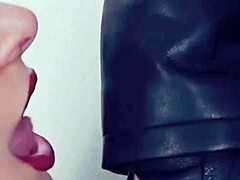 i'm obsessed with leather during office threesome fun