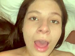 Thick rod pounding tight 19-year-old Paulista's backdoor in raw action. Her moans echo through the room.