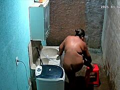 hidden camera catches stepmom shaving while stepson watches