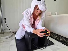 This Milf in a Unicorn Costume Rides Sybian Like Crazy
