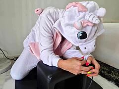This Milf in a Unicorn Costume Rides Sybian Like Crazy