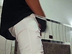 she arrives for a wild cumshot in sexy t-shirt with a huge perverse cock