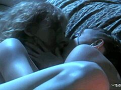 Skinny hot lesbians lick pussy and finger hard on bed
