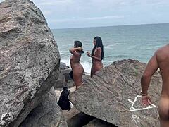 Wow, Public Sex Scandal! Young Group Strips Naked on Beach for Wild Action!