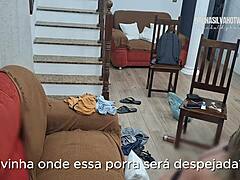 Man, first time with two guys for this married Brazilian, anal cum explosion!
