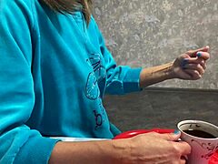 Stepmom mixes coffee with stepson's massive cumshot in taboo fetish play