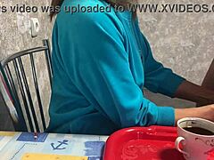 Stepmom mixes coffee with stepson's massive cumshot in taboo fetish play