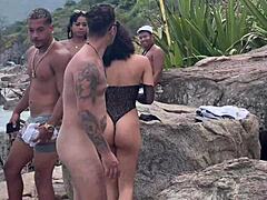 Wow, Public Sex Scandal! Young Group Strips Naked on Beach for Wild Action!