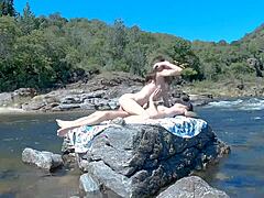 Wild Couple Bangs Hard on Public Beach and Bus with Double Cum Blast