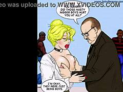 white slut teacher caught in steamy interracial homemade action with hairy blonde milf