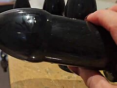 large sextoy stretches redhead slut in solo anal fuck session