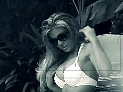 Aubrey Adams gets drilled hard in the backyard. A sneaky peeping tom can’t look away