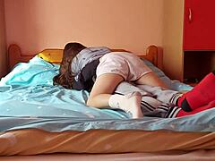 Cute babe shares intimate moments with boyfriend