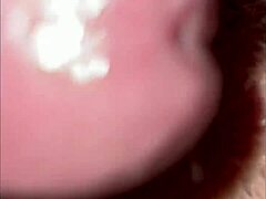 pussy fuck cumshot turns into messy creampie with small cock in wild bedroom action
