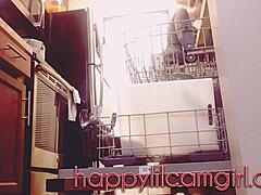 Girl Ignores You While Cleaning Kitchen in Giantess Webcam Clip