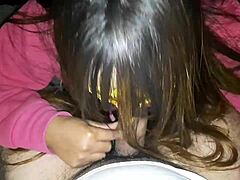 Wow! Taking Hot Creamy Load on Sofa with Amateur Blowjob Action!