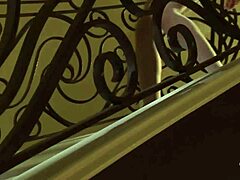 Blonde Lesbian Couple Enjoys Steamy Toy Play on Retro Stairs