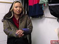 hey asia lee, ready to kneel for that creamy finish after the jacket mishap?