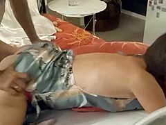 2201 - French Amateur in Green Satin Nightie, Pink Panties, Doggy POV Rimjob.
