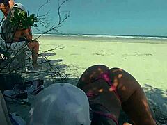 Amigas enjoy wild sex on a crowded beach in public