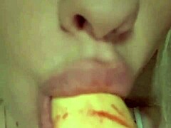 Elzakom shows off her sweet pussy while playing with a dildo.