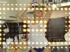 housewife loses control in the kitchen, showing off her wild side