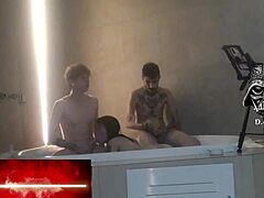 Motel Hidro Threesome with Cute Redhead and Brunette in Wild Action Pt1