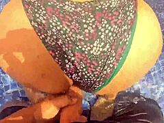 Sex in Water with Booty Babe Caught Masturbating in Pool