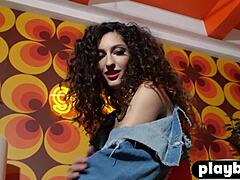 Beautiful Curly Teen Lina Jade Shows Perfect Curvy Ass in Playboy Striptease