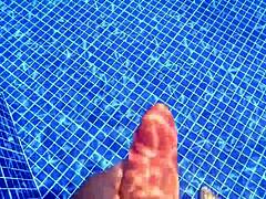 Sex in Water with Booty Babe Caught Masturbating in Pool