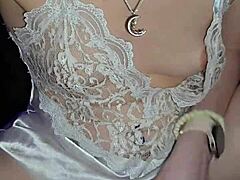 Cock jerking milf licks every last drop of cum