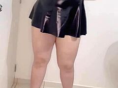 Mexican Latina milf secretary strips bare to show panties. She films her tight holes up close.