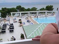 Just chilling with Lisa, masturbating together on the balcony