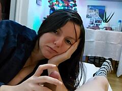yo, that sexy college girl is banging the nerdy boy like crazy. never thought i'd see such a wild quickie with them!