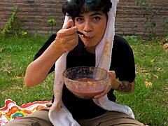 WOW! Lara’s Picnic Turns Into Full Vomit Fetish Outdoor Madness