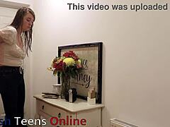 Naughty college student gets spanked hard by rough milf. Her wet panties show dripping excitement.