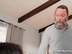 Young Latina rewards handyman with wet oral