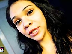 Man, this skinny brunette coed Sabrina sucks so good and swallows every drop! 😲