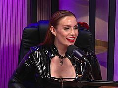 The redhead milf dominates as BDSM queen with latex and lesbian teasing action. She rules the party!