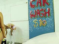 when big soapy tits rubbed on her car, she got wild