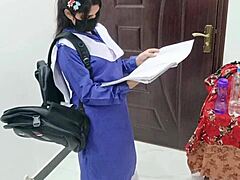wow, this pakistani school girl trying sex with her stepfather for the first time 😱