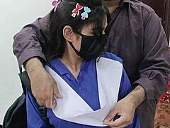 wow, this pakistani school girl trying sex with her stepfather for the first time 😱