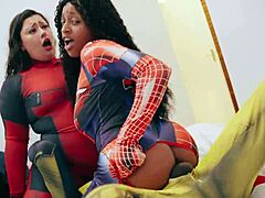 Wolverine devours Deadpool and Spider-Man's holes, swallowing every drop with hunger