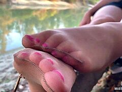 My Cute Feet Rubbing In Nude Tights By Autumn River