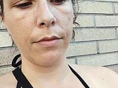 Wow, Kelly Kendricks Smokes Cigarettes Outdoors Showing Off Huge Cleavage!