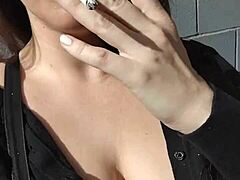 Wow, Kelly Kendricks Smokes Cigarettes Outdoors Showing Off Huge Cleavage!
