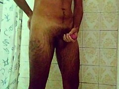 Two Cumshots in Shower with Semen Dripping Down My Hand